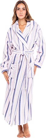 Alexander Del Rossa Bath Robes for Women, Long Hooded Plush Female Bathrobe, Regular and Plus Size, Christmas Gifts for Women