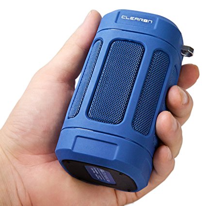 Portable Waterproof Bluetooth 4.0 Speaker by CLEARON - Great for Outdoors, Hiking & Bicycle Cycling w/ 12 Hours of Playtime & 100 ft. Bluetooth Range - Premium Sound Quality Loud Mini Speaker (Blue)