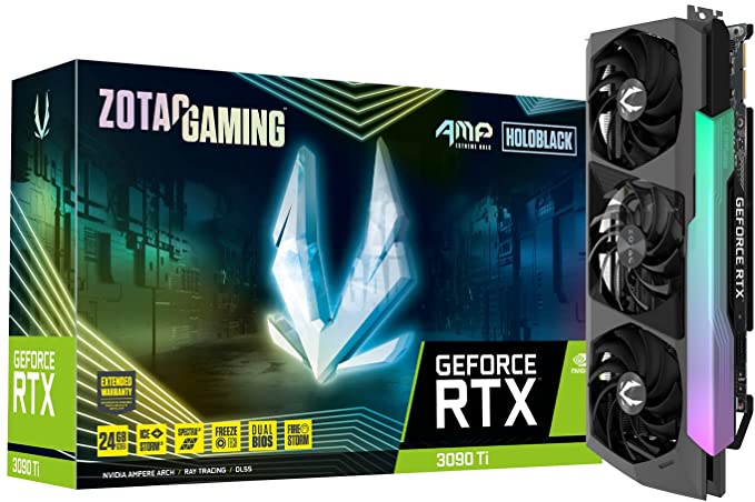 ZOTAC Gaming GeForce RTX™ 3090 Ti AMP Extreme Holo 24GB GDDR6X 384-bit 21 Gbps PCIE 4.0 Gaming Graphics Card, HoloBlack, IceStorm 2.0 Advanced Cooling, Spectra 2.0 RGB Lighting, ZT-A30910B-10P