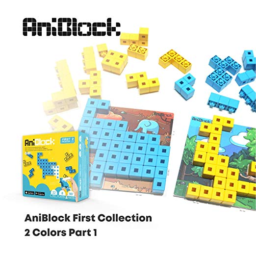AniBlock Puzzle New Brain Teasers Toy Tangram Jigsaw Intelligence Colorful 3D Russian Blocks Game STEM Montessori Educational Gift for Baby Kids (First Collection 2 Colors Part I Original Pack)