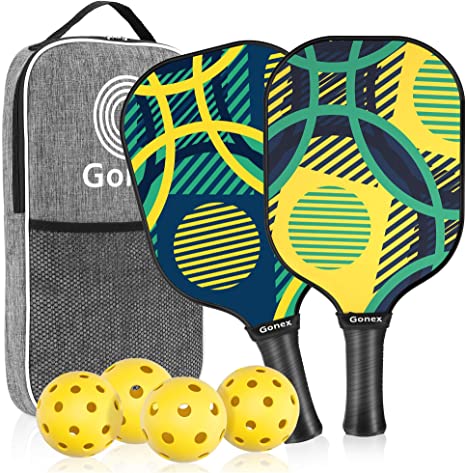 Gonex Pickleball Paddles Set of 2 Pickleball Racquet Lightweight Honeycomb Composite Core Pickleballs Paddle with 4 Pickleball Balls for Beginners to Professional