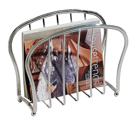 mDesign Newspaper and Magazine Rack for Bathroom, Office, Den - Chrome