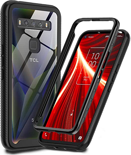 LeYi Compatible with TCL 10 5G UW Case, TCL 10 5G UW Phone Case, Full-Body Rugged Hybrid Bumper Shockproof Clear Protective Phone Cover Cases for TCL 10 5G UW Verizon, Black