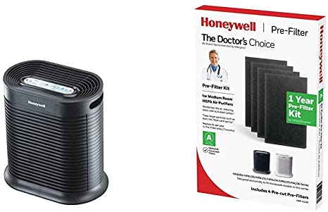 HONEYWELL True HEPA Air Purifier with Allergen Remover-Black, HPA100, Medium Room HRF-A100 Pre Kit air Purifier Filter, Black