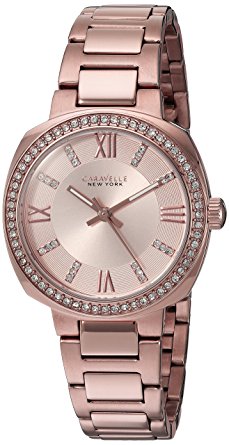 Caravelle New York Women's 44L224 Swarovski Crystal  Rose Gold Tone Watch