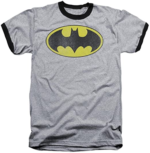 Batman Classic Distressed Logo Adult Ringer T-Shirt