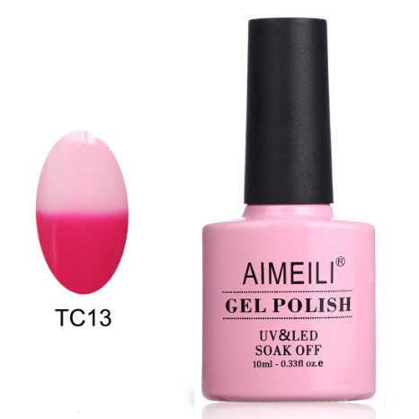 AIMEILI Soak Off UV LED Temperature Color Changing Chameleon Gel Nail Polish - Hot Pink To White (TC13) 10ml