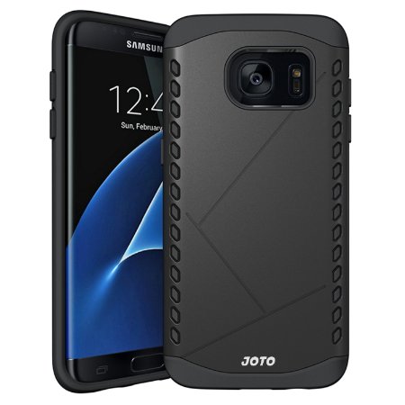 JOTO Galaxy S7 Edge Case Cover - Hybrid Dual Layer Armor Case with Cushioned Corner Protection Case Shock Absorption Anti-scratch Compatible with Samsung Galaxy S7 Edge 2016 Black