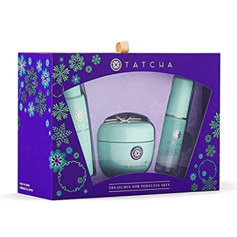 Tatcha Treasures for Poreless Skin Set: Hydrating and Cleansing 3 Piece Set Including The Water Cream, Satin Skin Mist, and The Deep Cleanse