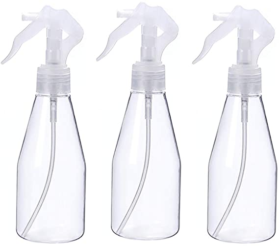 (3 PACK) Spray Bottle, Clear Fine Mist Spray Bottle for Water, Acholo, Essential Oils, 200ml/ 6.7Once PET Spray Bottle with Lock Design, Refillable & Reusable Empty Bottles for Travel