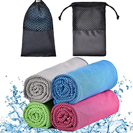 Cooling Towels - 4 Pack Cooling Towel(40"x12"), Cooling Towels for Neck and Face, Microfiber Soft Breathable Cooling Towel for Hot Weather, Athletes, Gym, Yoga, Fitness, Workout & More Activities