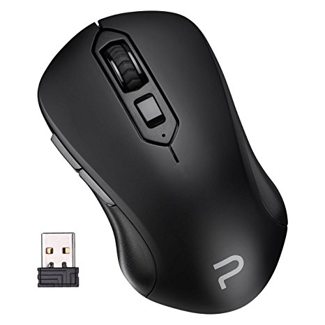 Pictek Wireless Mouse, Portable Laptop Cordless Mouse, 2.4G Computer Mouse with 6 Buttons, 2400 DPI 5 Adjustment Levels, 18 Month Battery Life, Turn On/ Off Button [Symmetrical for Left & Right Hands Use]