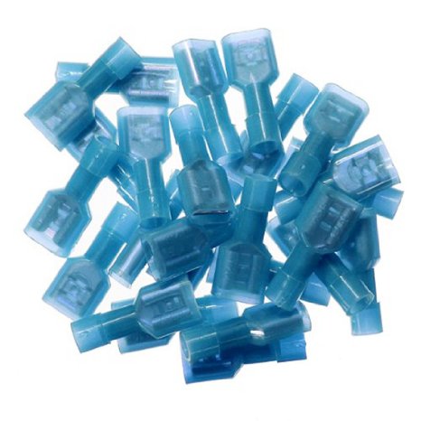 Yueton 100pcs Female Fully Insulated Wire Crimp Terminal Nylon Quick Connectors Wiring Spade
