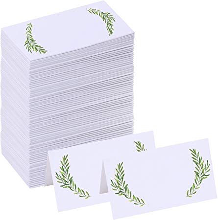 Supla 100 Pcs Place Cards Escort Cards Seating Cards Greenery Willow Place Cards White Blank Tent Cards Wedding Watercolor Floral Dinner Place Cards Guest Name Party Table Number Cards Buffet Cards