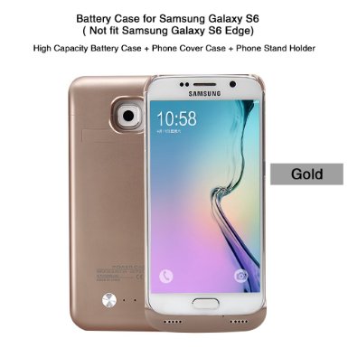 Samsung Galaxy S6 (Galaxy G9200) 4200mAh Battery Case Portable Charging Case, Lamyik Slim Extended Battery Backup Pack, 150% Extra Battery Life, External Power Case with Phone Holdere (S6 Gold)
