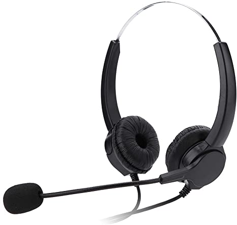 Call Center Headset with Microphone, Office Wired Headset, Single 2.5mm Plug Headphone Volume Adjustment & Mute Function (Black)