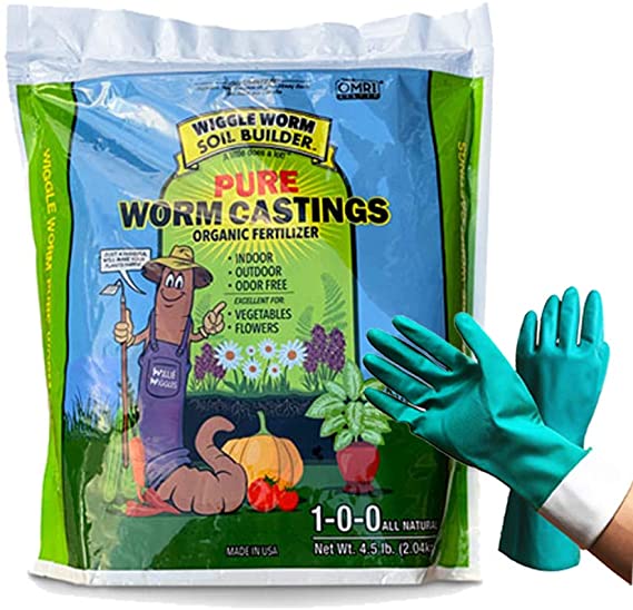 Wiggle Worm Organic Fertilizer, Wiggle Worm Soil Builder, 4.5- Pounds [Bundled with Pearsons Garden Gloves]