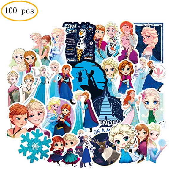 100 pcs Frozen Vinyl Waterproof Stickers, for Laptop, Luggage, Car, Skateboard, Motorcycle, Bicycle Decal Graffiti Patches