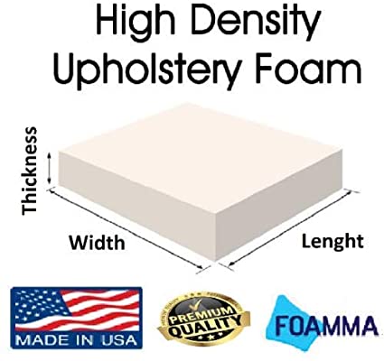 FOAMMA 5" x 22" x22" High Density Upholstery Foam Cushion,Seat Replacement, Upholstery Sheet, Foam Padding Made in USA!!! (5" x 22" x22")