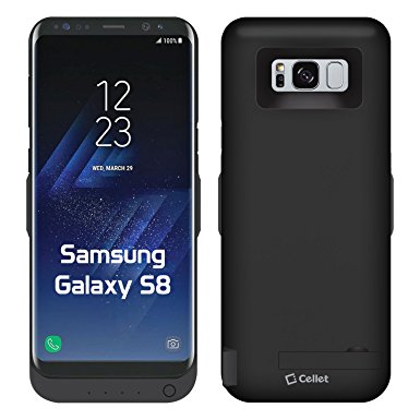 Cellet 5500mAh Rechargeable External Battery Case with Kickstand for Samsung Galaxy S8 with Dual Charge Compatibility USB Port to Charge a Second Device - Black