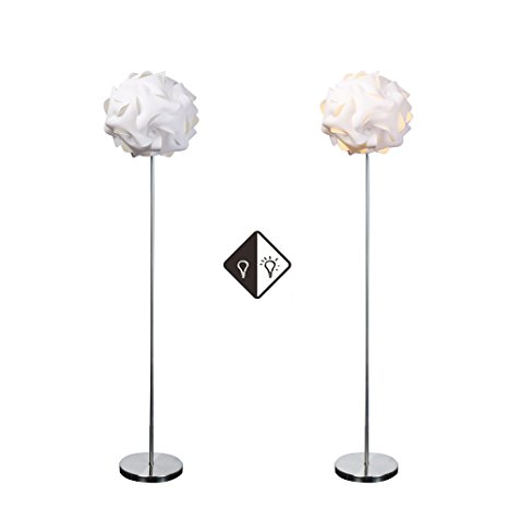 ELINKUME - Floor Lamp - 3D Puzzle Lamp Shade of New Material PP - E27 Bulb Replace - Art Design for Living Room, Reading Corner - Wedding Wish List - White