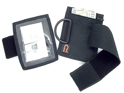 Armband Nylon Adjustable ID/Badge Holder with Zipper Pouch. Medium. Made in USA. (Black)