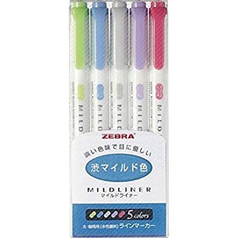 Zebra MILD Liner Double Sided Highlighter Noble Color 5 Set (WKT7-5C-NC) 2 Set