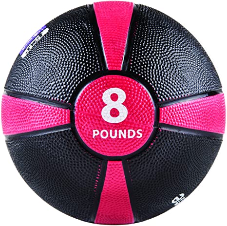Medicine Ball, Training Manual Set - GoFit Textured Medicine Ball and Exercise Manual Available In Weight Increments of 4, 6, 8, 10, 12, or 15 Pounds