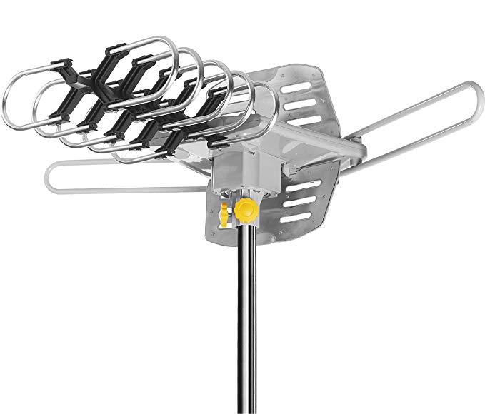 ONN ONB17CH002E 4K HD Motorized Outdoor TV Antenna W/Pole Mounting Kit