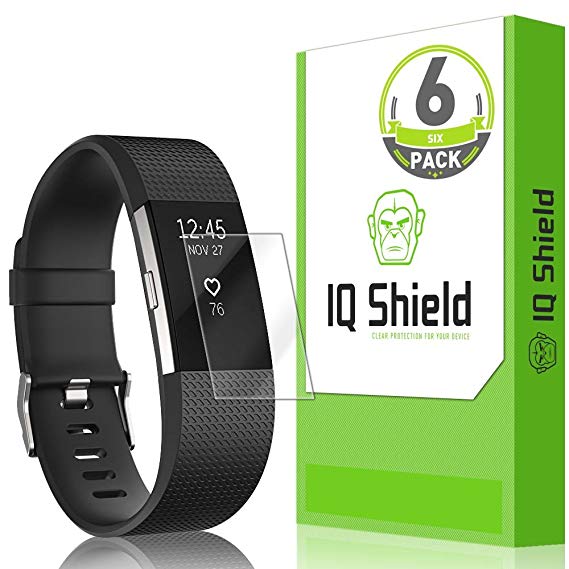 IQShield Fitbit Charge 2 Screen Protector (6-Pack), LiQuidSkin Full Coverage Screen Protector for Fitbit Charge 2 HD Clear Anti-Bubble Film