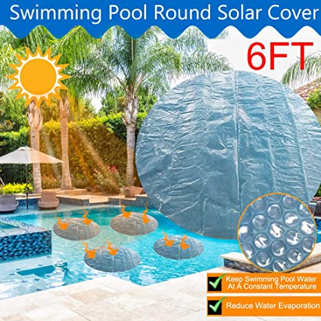 Solar Pool Cover for Inflatable Swimming Pool, Round Pool Covers for Above Ground Pool Kiddie Pool, Keep Clean & Warm Solar Cover 6ft 6 Foot