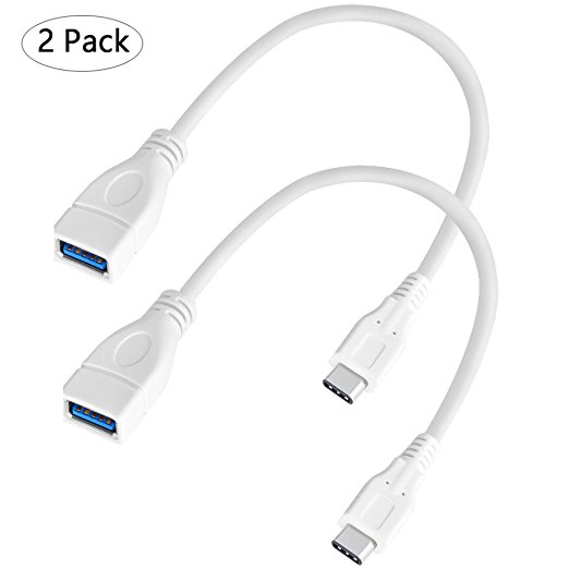 aceyoon USB C to USB Female Cable Support OTG 2Pack USB Type-C Male to USB 3.0 Type-A Adapter Cord for MacBook, Chromebook Pixel, Nokia N1 0.2M White