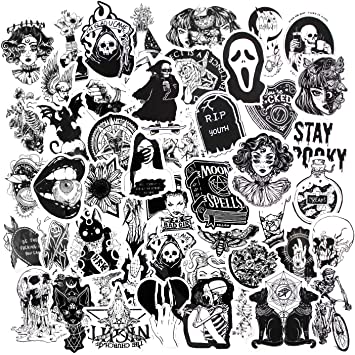Gothic Stickers Black Horror Stickers Waterproof Stickers for Water Bottle Punk Aesthetic Stickers for Skateboard Laptop Guitar Cool Stickers Pack Punk Travel Luggage Decal