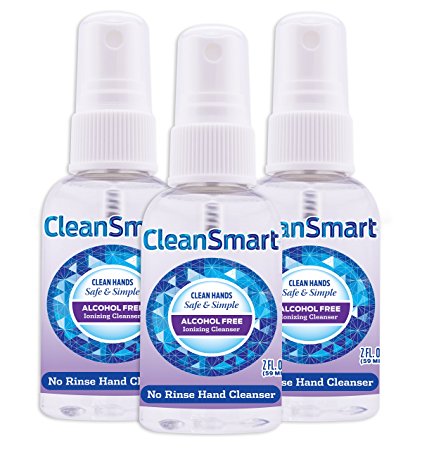 CleanSmart Skin and Hand Cleanser, Alcohol-Free, Eczema Safe, 2ounce Spray, 3Pk