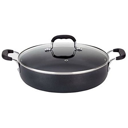 T-fal A84284 Nonstick Deep Covered Everyday Pan with Silicone Loop Handles Cookware, 12-Inch, Black