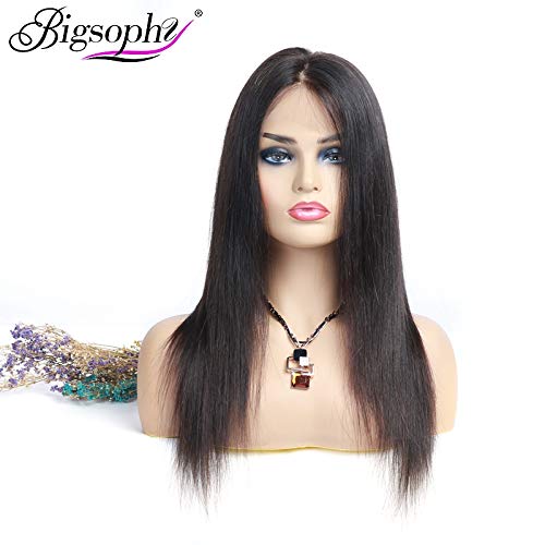 Bigsophy Lace Front Wigs Straight Natural Color (6 Inch, Full Lace Wigs Natural Color)