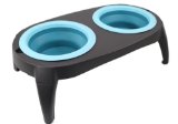 1 Best Elevated Dog Bowls Collapsible Pet Feeder Bowls- Travel Dog Bowl Dog Feeder Dish Food Water Bowl Washable Non Corrosive Rust Proof Raised Dog Feeder - Make Flat For Travel - 2 Removable Pet Bowls - Brand Perfect Life Ideas -TM