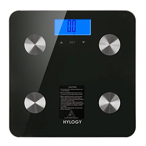 Hylogy Body Fat Scale, Digital Body Weight Scale with Auto Recognition and Step-on Technology High Precision and Large Lighted Display