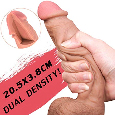 Realistic Dildo 8.27 inch with Soft Design for Female Masturbation，Lifelike Skin Huge Penis with Strong Suction Cup for Women G-spot