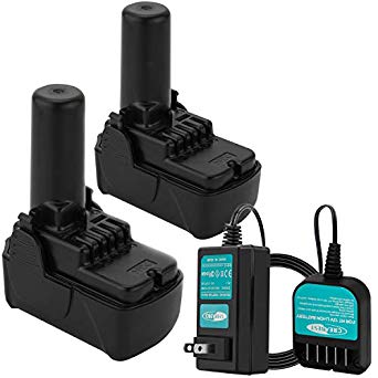Creabest 2Pack 10.8V-12V 3000mAh Lithium Ion Battery Compatible with Hitachi Cordless Power Drill Tools BCL1015 BCL1015S 331065 329370 and Include One Charger