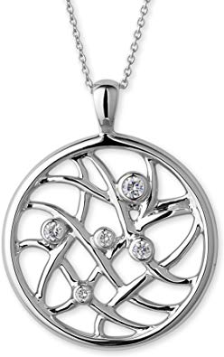 Crisscrossed Round Cut Moissanite Pendant Necklace - 0.28cttw DEW by Charles & Colvard