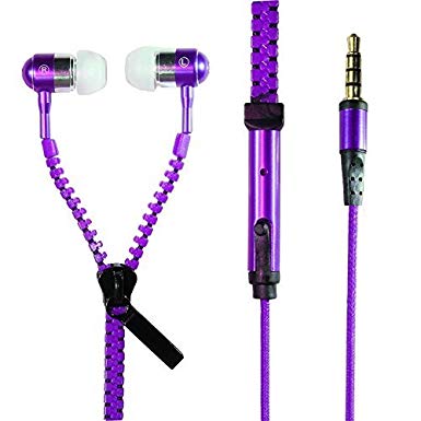 I-kool Cold Weather Winter Wear Zippered in-Ear Headphones with Mic (Violet)