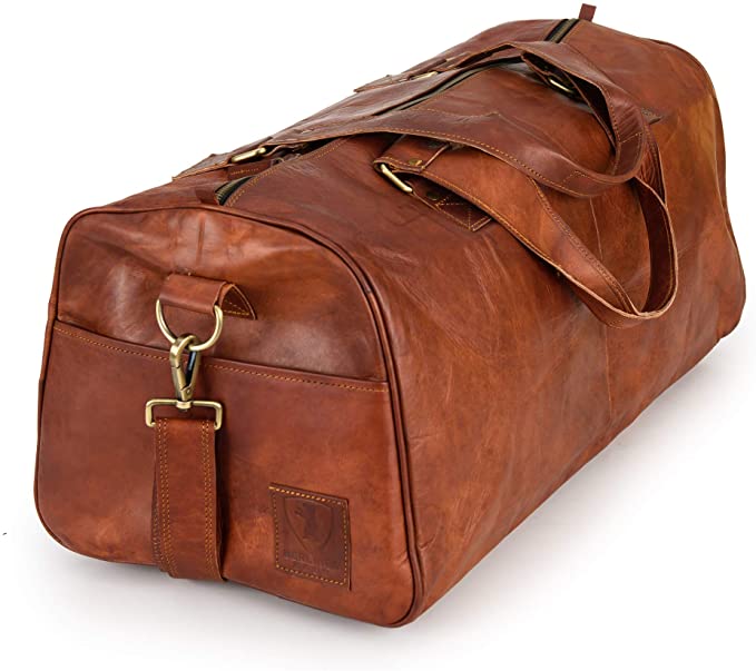 Berliner Bags Leather Duffle Bag Oslo Weekender for Travel Gym Men Women Vintage Brown