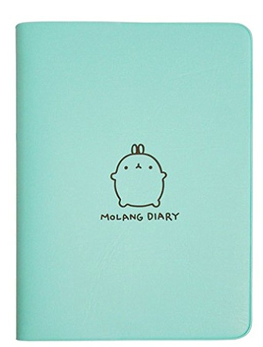 2017-2018 Cute Kawaii Notebook Cartoon Molang Rabbit Journal Diary Planner Notepad for Kids Gift Korean Stationery Three Covers (Blue)