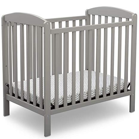 Delta Children Emery Mini Convertible Baby Crib with Mattress, Grey