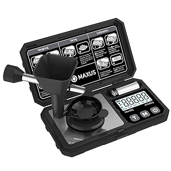 MAXUS Digital Milligram Scale 50g/0.001g with Calibration Weight, Reloading Scale with Powder Trickler Accessories