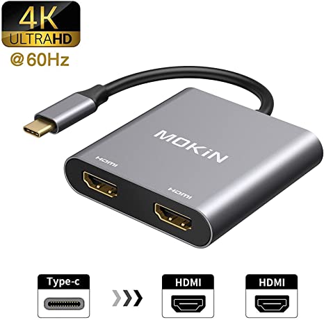 USB C to Dual HDMI Adapter,Type C Thunderbolt 3 to HDMI Converter Compatible MacBook/MacBook Pro 2020/2019/2018,MacBook Air 2018 Surface Pro etc