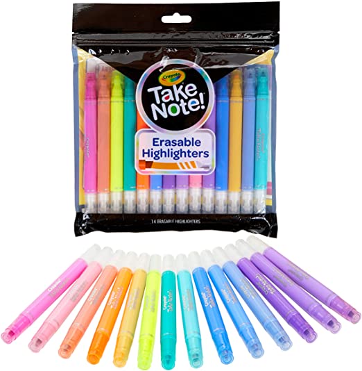 Crayola Take Note 14 Erasable Highlighters, Assorted Colors, Classroom & Office Supplies, Gift