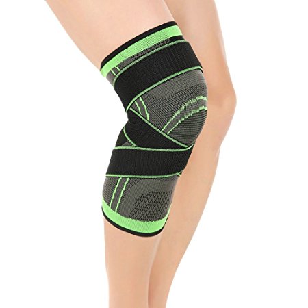 Knee Brace Support with Adjustable Compression Straps for Running ,Jogging, Cross Fit, Sports, Joint Pain Relief. Arthritis and Injury Recovery -Single Wrap