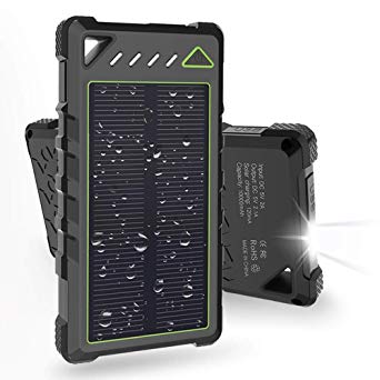 Solar Charger, BEARTWO 10000mAh Upgrade 2020 Solar Phone Charger, Ultra-Compact Portable Charger with Dual USB Backup Battery Pack, Solar Power Bank with Flashlight for Camping, Outdoor Activities